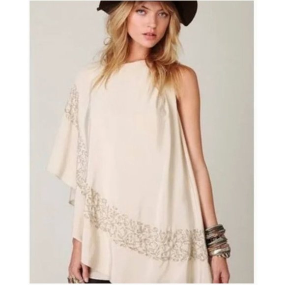 Size Medium NEW$188.00 FREE PEOPLE CHAMPAGNE 1-SHOULDER BRIGHTEN YOUR DAY DRESS - Picture 2 of 7